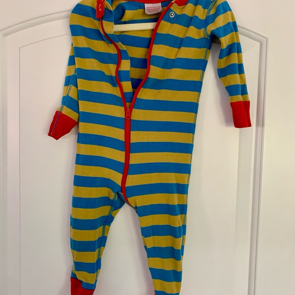 Hanna Andersson Blue and Yellow Striped Footie